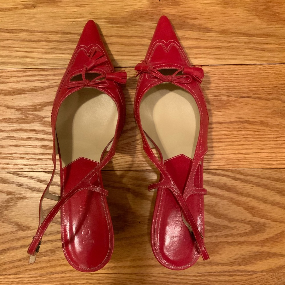Vintage JCrew Kitten Heel Sling Back Red Women's Heels